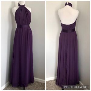 Vera Wang White Eggplant Halter Bridesmaid Dress size 2
